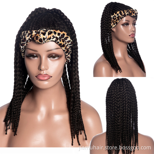 High Puff African Turban Ponytail Afro Synthetic Box Braids Headwrap Drawstring Wrap-Ponytail Headband Wigs for Woman